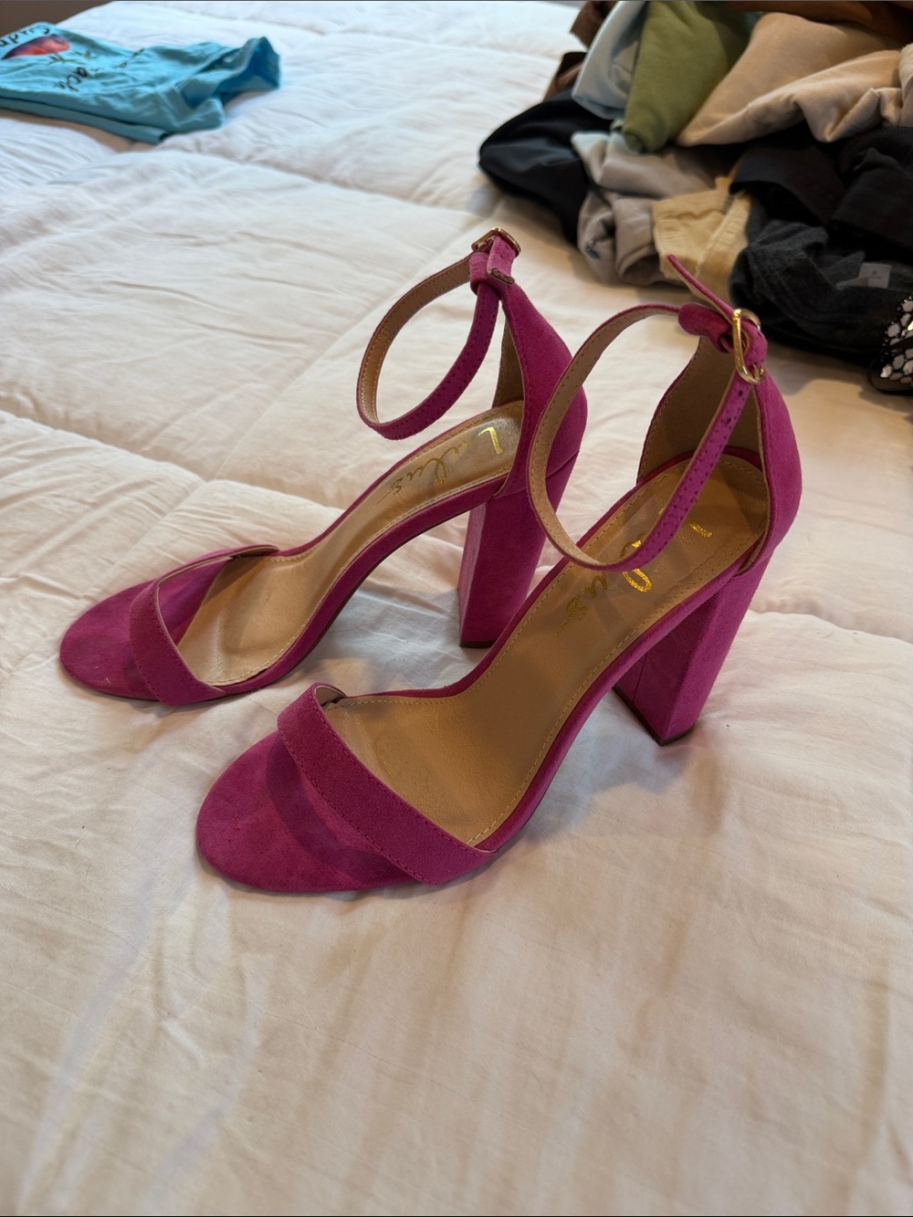 Lulu's Hot Pink Ankle-Strap Block Heel Sandals